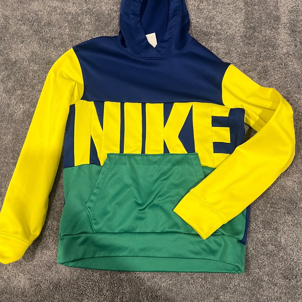 Nike Blue and Yellow Color-Block Sweater